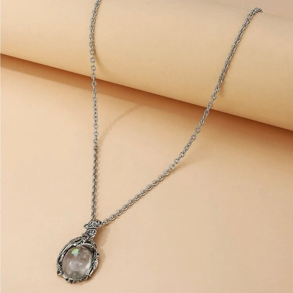 Silver Tone Moonstone Charm Necklace - Picture 4 of 4